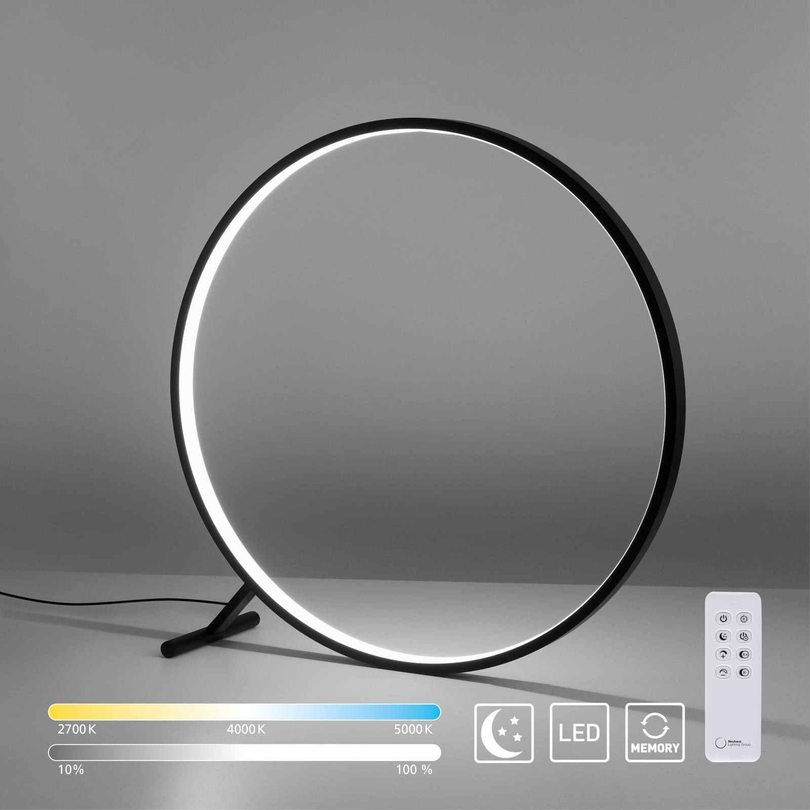 Lampa stojąca LED Hula CCT z pilotem Ø 80 cm