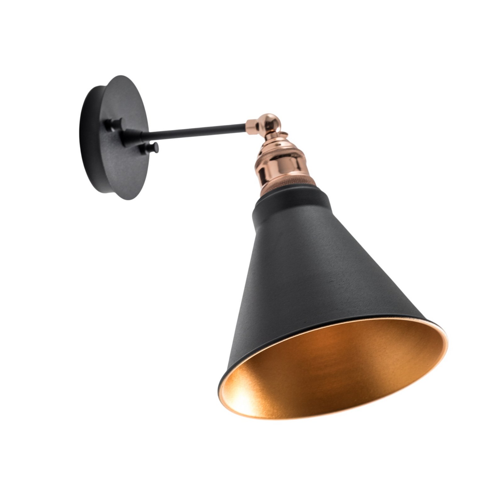 Wandleuchte Berceste, schwarz/gold, Metall, Höhe 29 cm