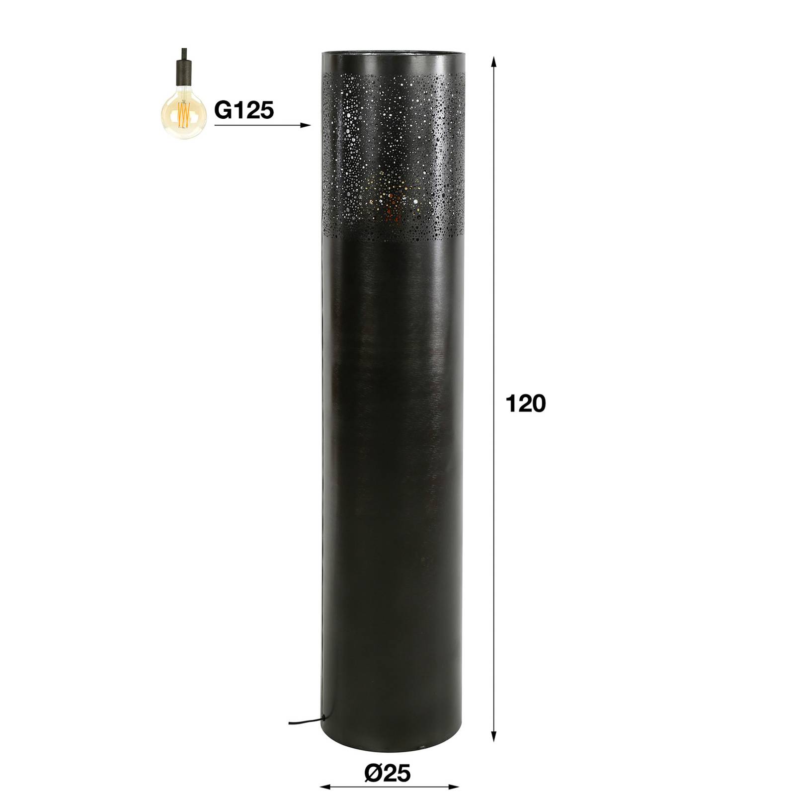 Lampa stojąca Narabi, wysokość 120 cm, czarny nikiel, metal