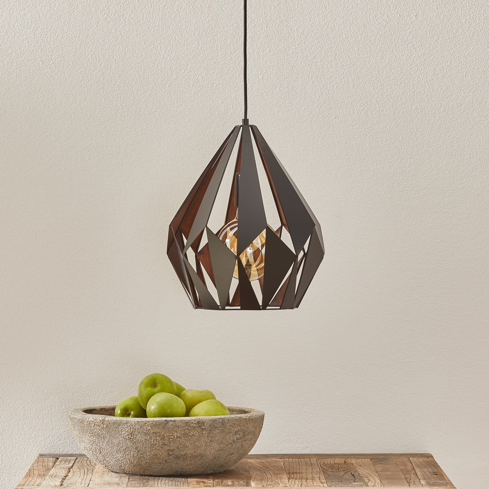 Carlton hanging light black-copper Ø 31 cm