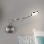 LED sienas lampa „Thea-W“, žestu vadība, niķeļa apdare, izvirzījums 60 cm