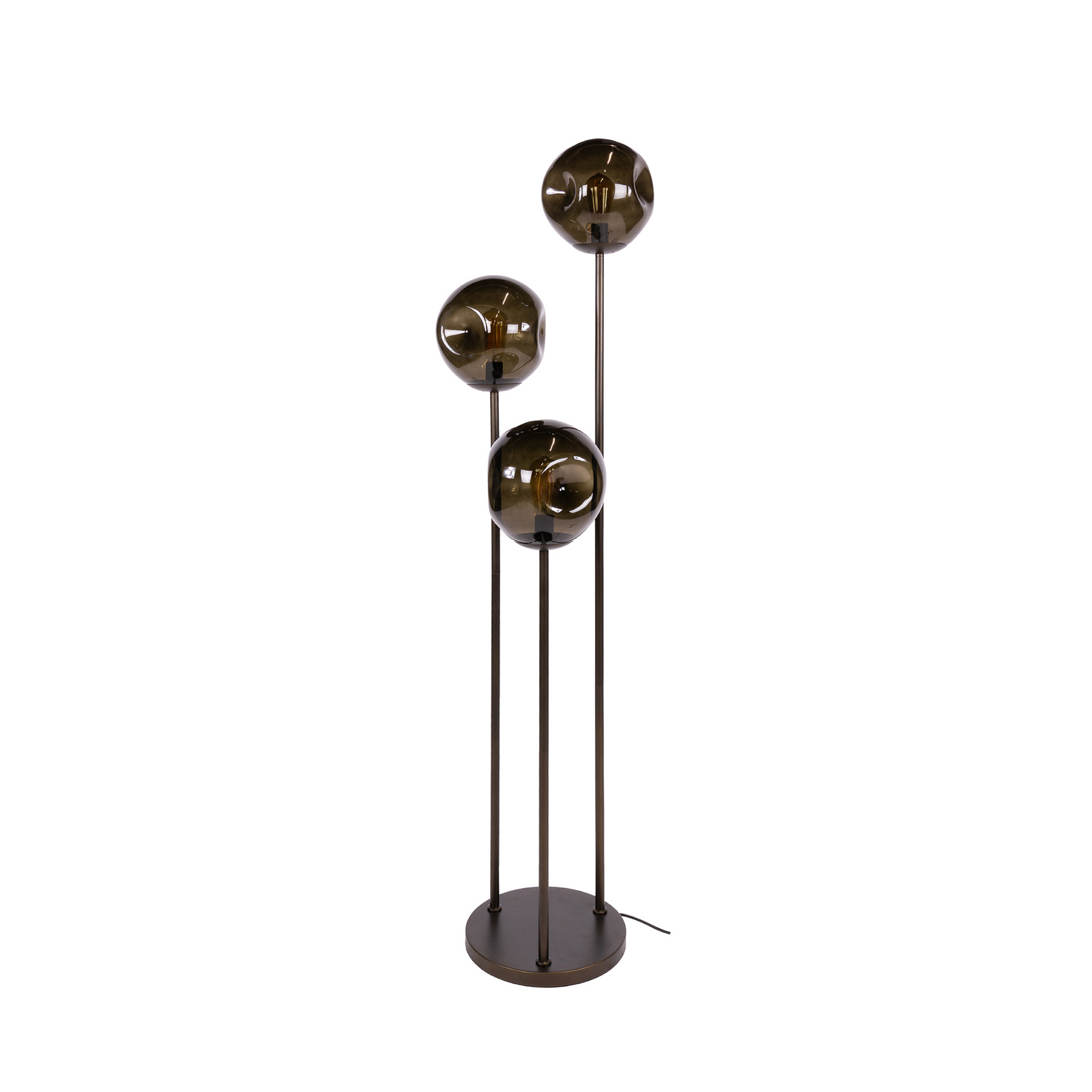 Stojací lampa Stellar, 3 žárovky, hnědá, sklo, kov, E27