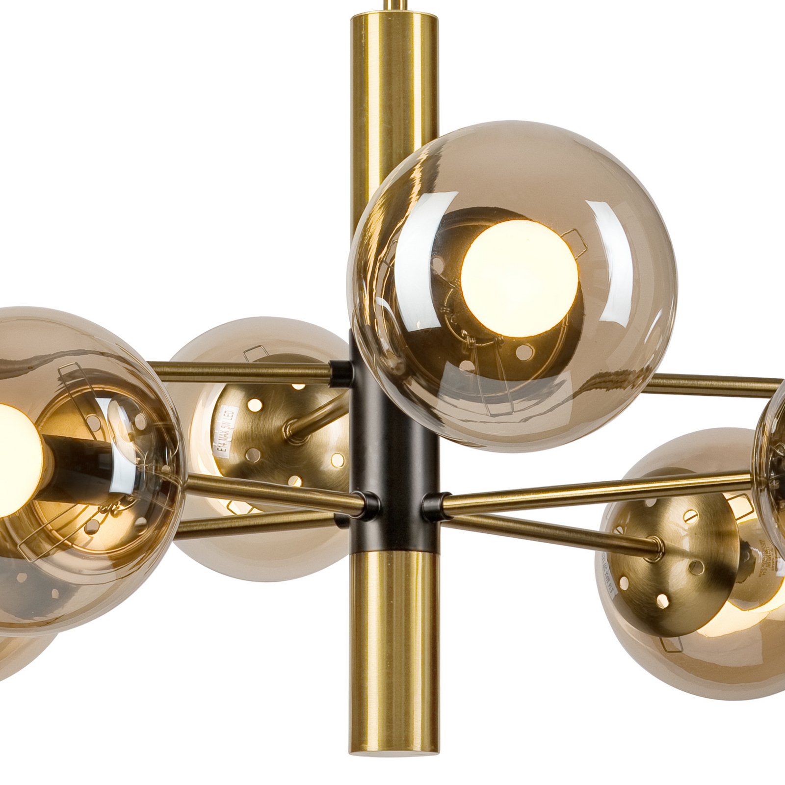 Natalia ceiling lamp, gold-coloured, Ø 68 cm, glass, 8-bulb, E14