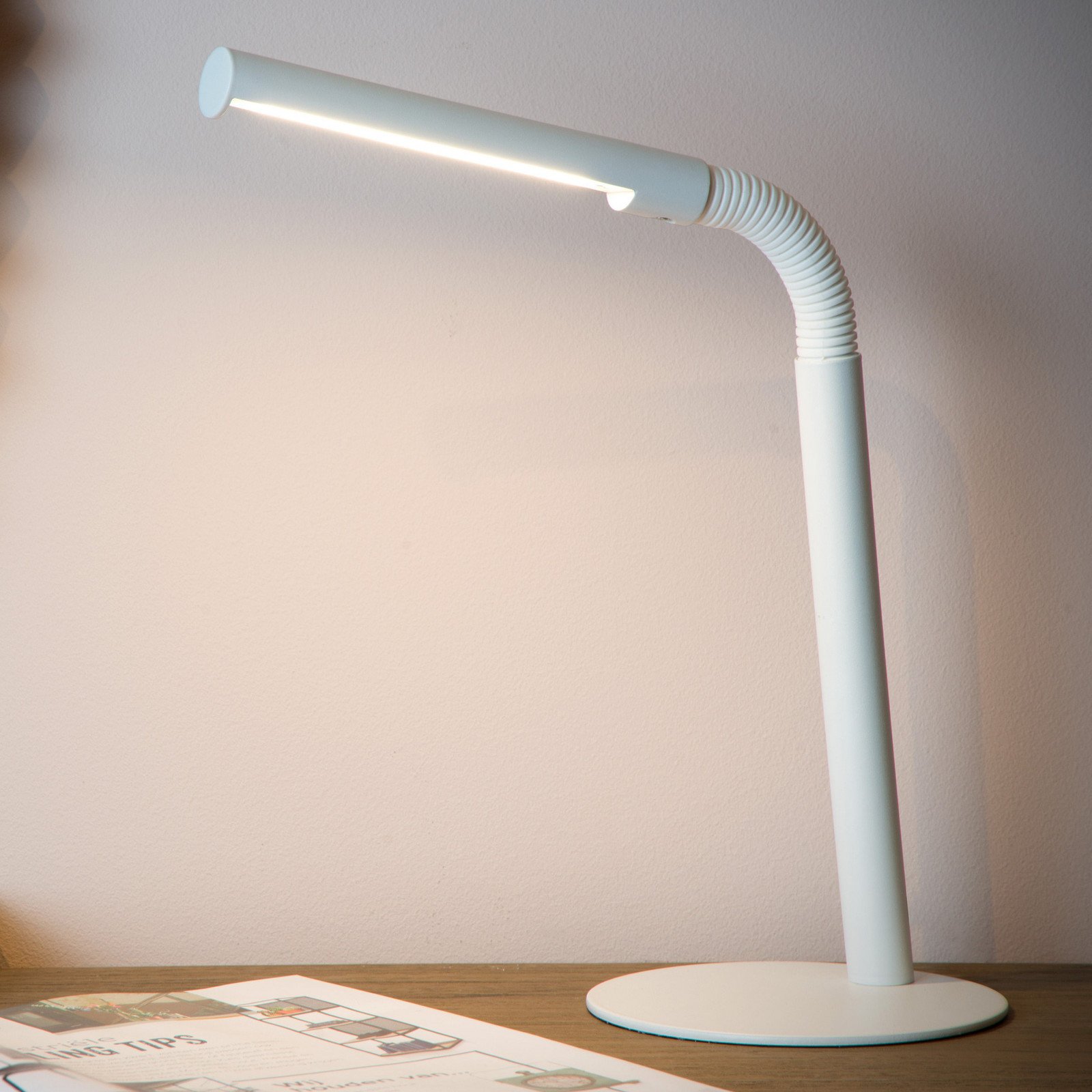 Lucide Lampă de birou cu LED Gilly alb flexibilă metal - Studiu / Birou