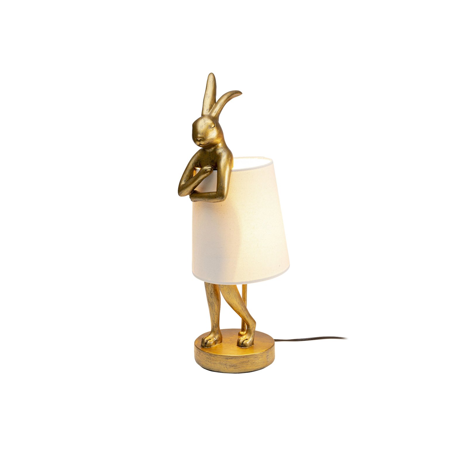 KARE Namizna svetilka Animal Rabbit, zlata/bela, višina 50 cm