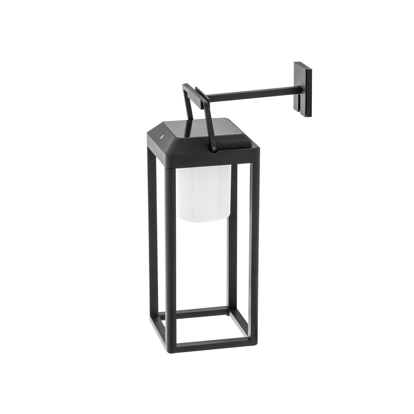 Lucande LED solarno stensko svetilo Tilena, kotno, črno, aluminij