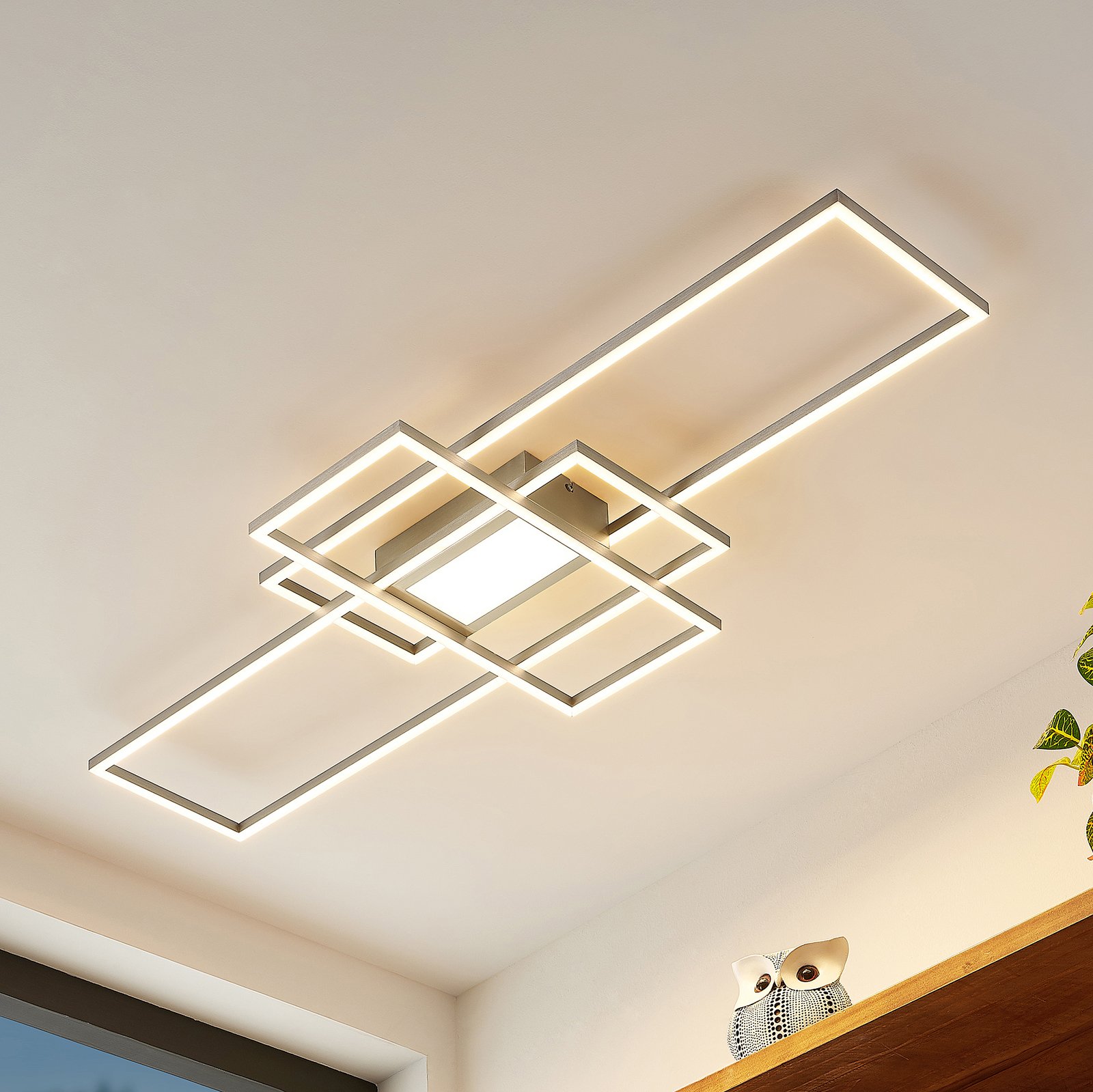 Lindby Caitlin LED plafondlamp, nikkel