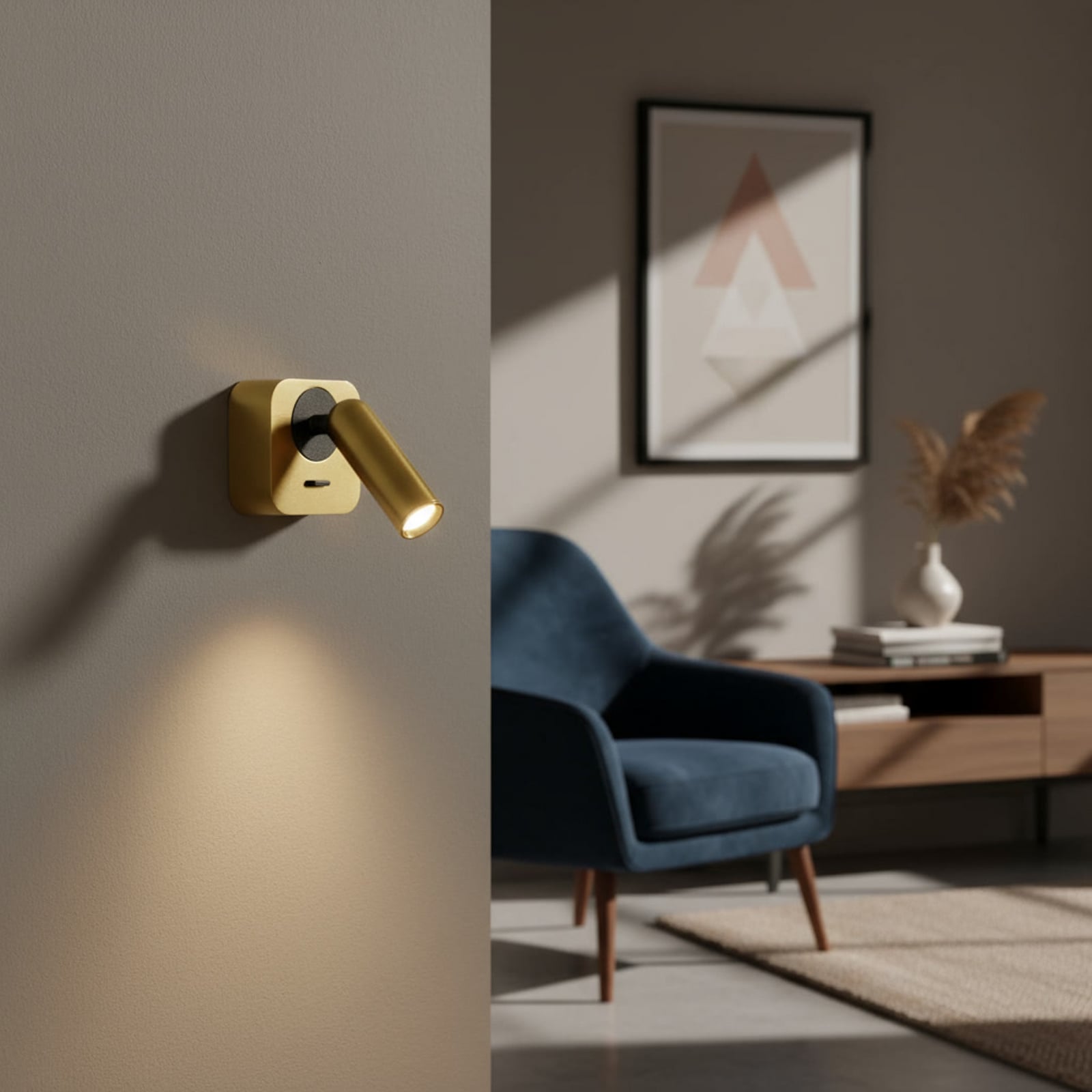 Ideal Lux LED-Wandstrahler Bean, χρώμα ορείχαλκου, πλάτος 7 cm