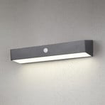 Silves solar wall light, black, sensor, IP44