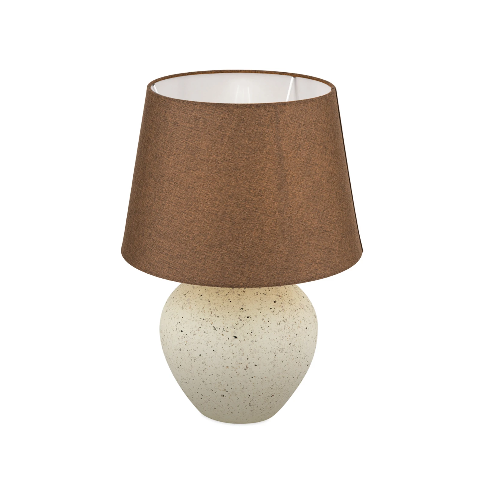 Masai bordlampe, kremfarget/brun, høyde 46,5 cm, keramikk/lin