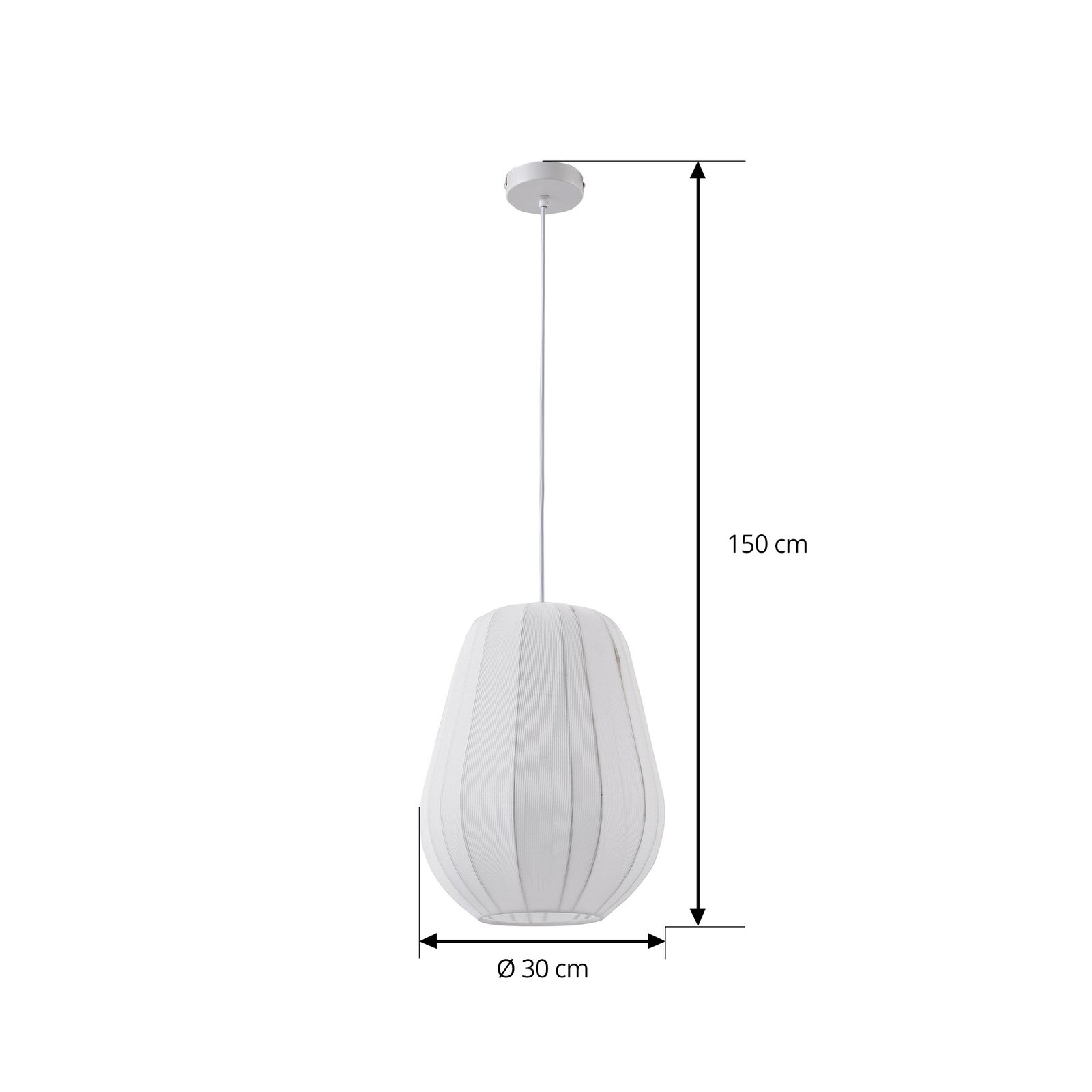 Lindby Helin pendant light, white, Ø 30 cm, fabric