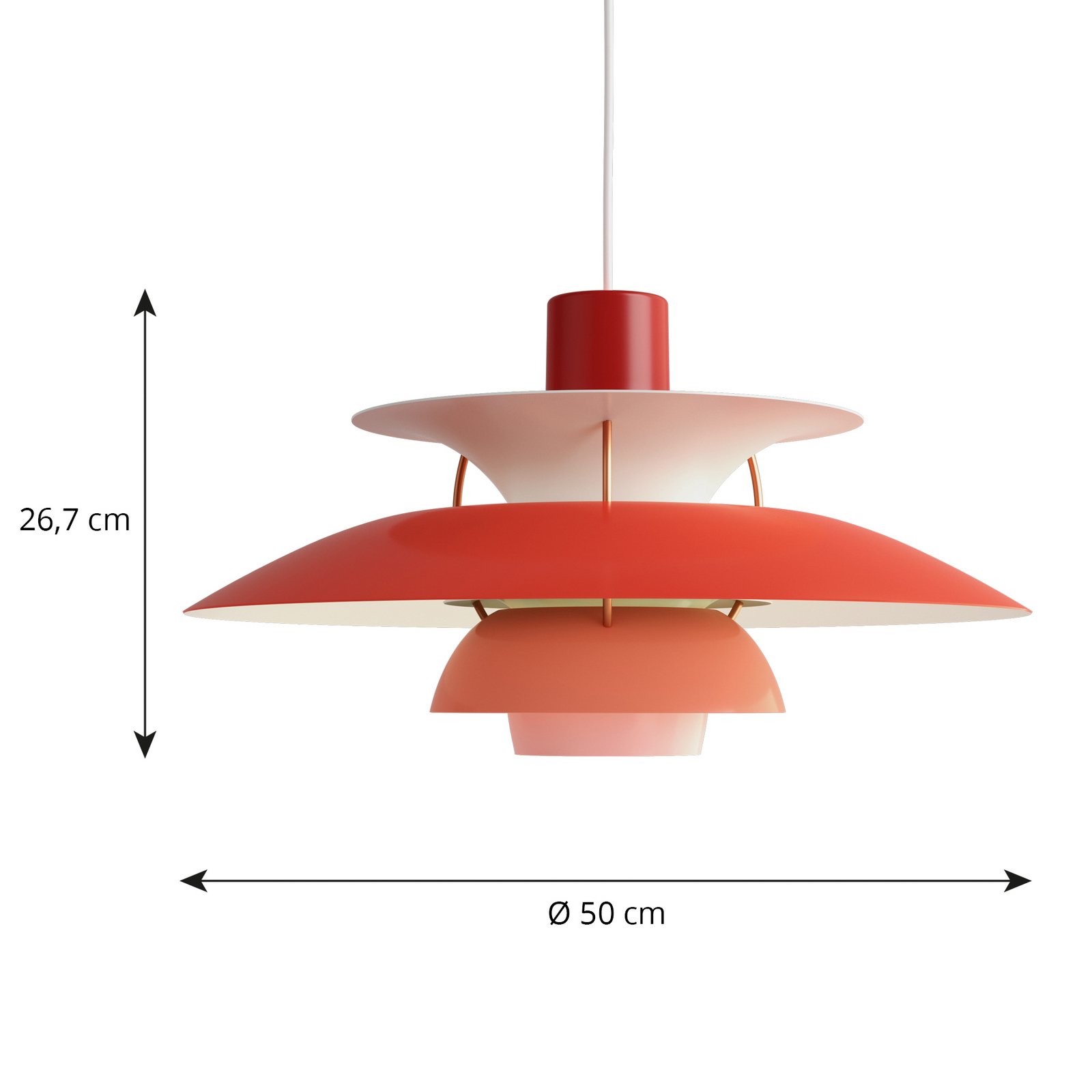 Louis Poulsen PH 5, suspension de designer rouge
