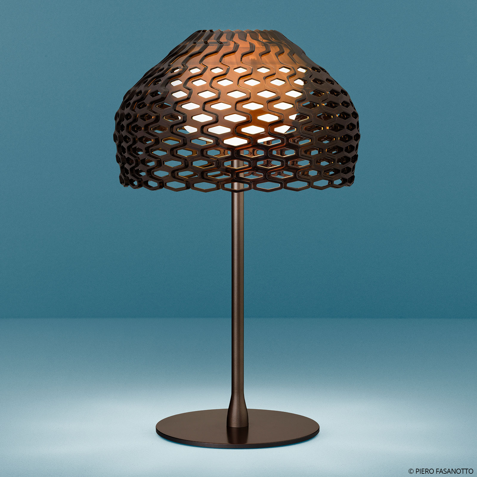 Flos FLOS Tatou T table lamp with dimmer, ochre grey, for Living / Dining Room, steel, polycarbonate, E27, 70 W, energy efficiency: A++, H: 50 cm