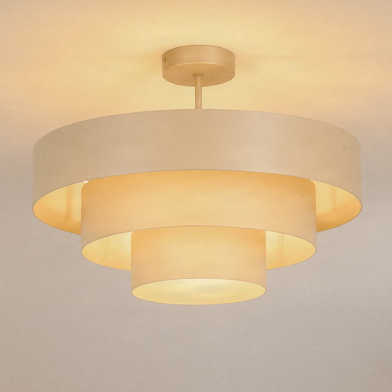 Trio ceiling light, grey-beige, metal