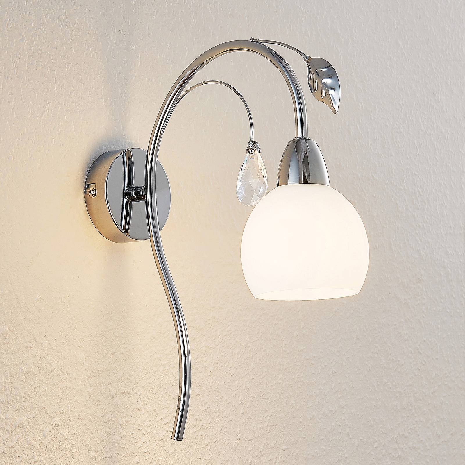 Lindby Taraneh wall light, downlight, for Hallway, metal, glass, E14, 40 W, energy efficiency: A++, H: 32 cm