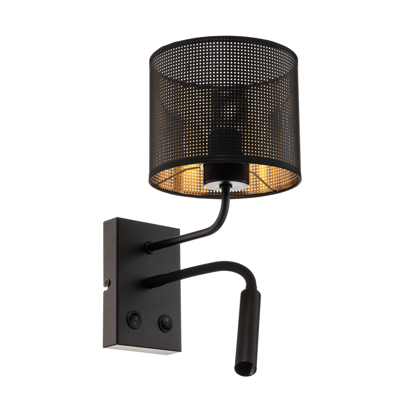 Sienas lampa Jovin ar vienu spuldzīti un spot gaismu, melna/zelta