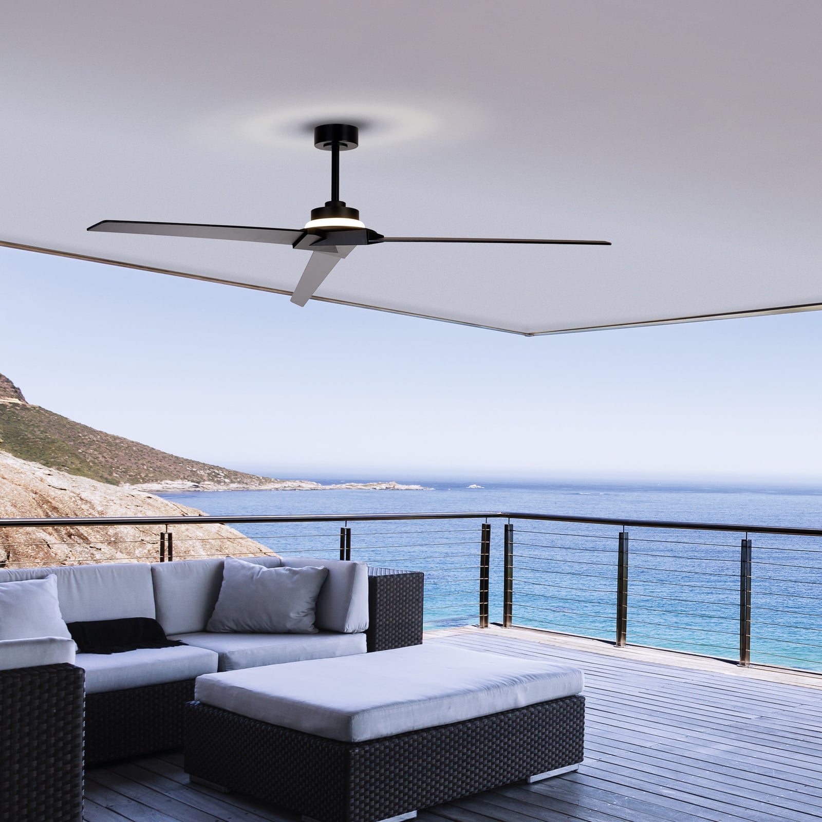 Brisa LED-Deckenventilator schwarz/holz DC leise - Mantra
