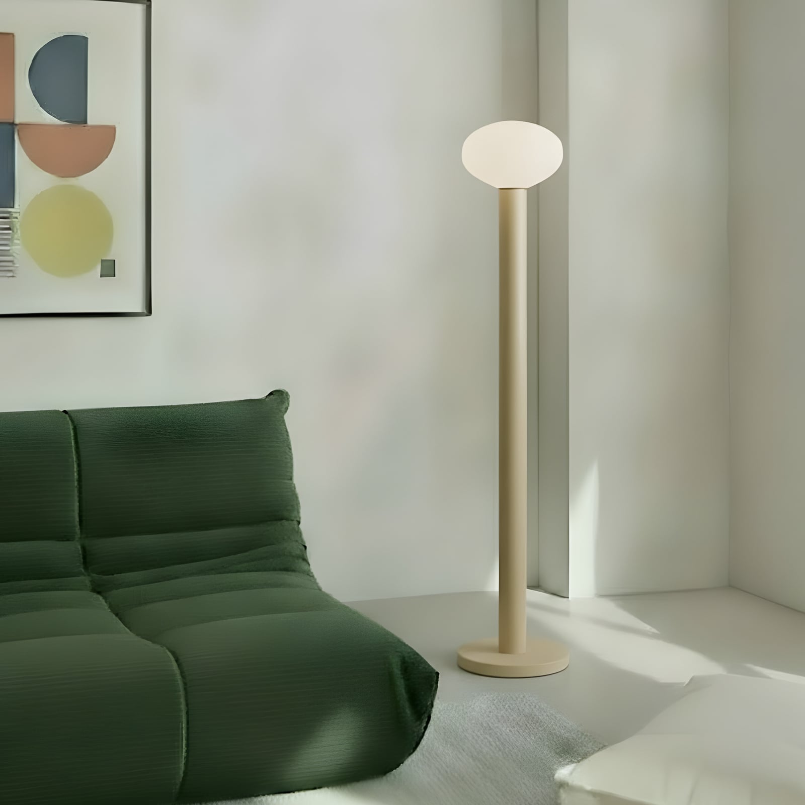 Podna lampa Flo, bež, Ø 30 cm, 1 žarulja, staklo - Aldex