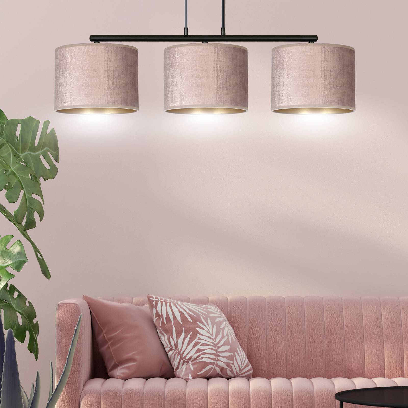 Euluna Suspension Jari x3 longue rosé-doré