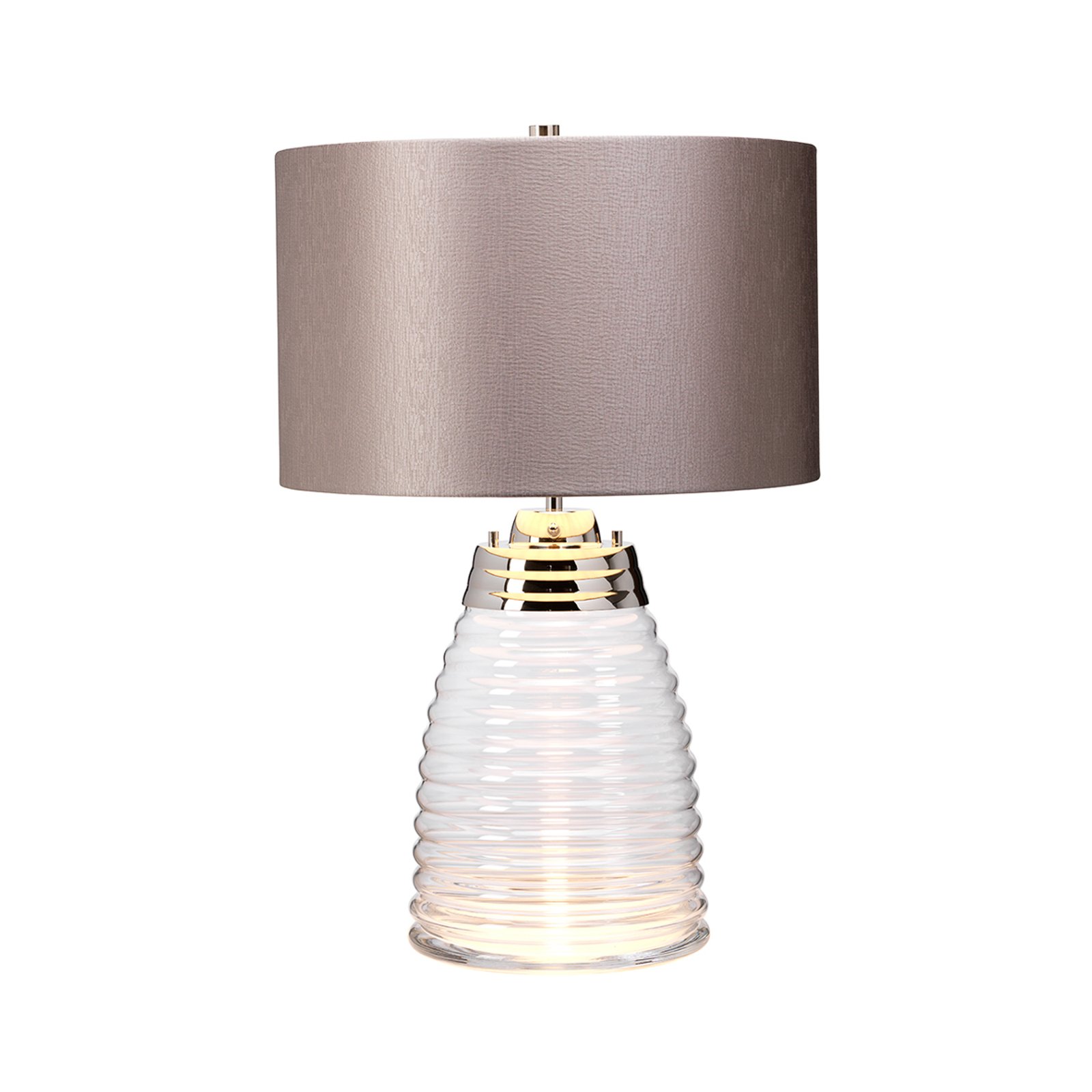 Milne table lamp glass base grey lampshade