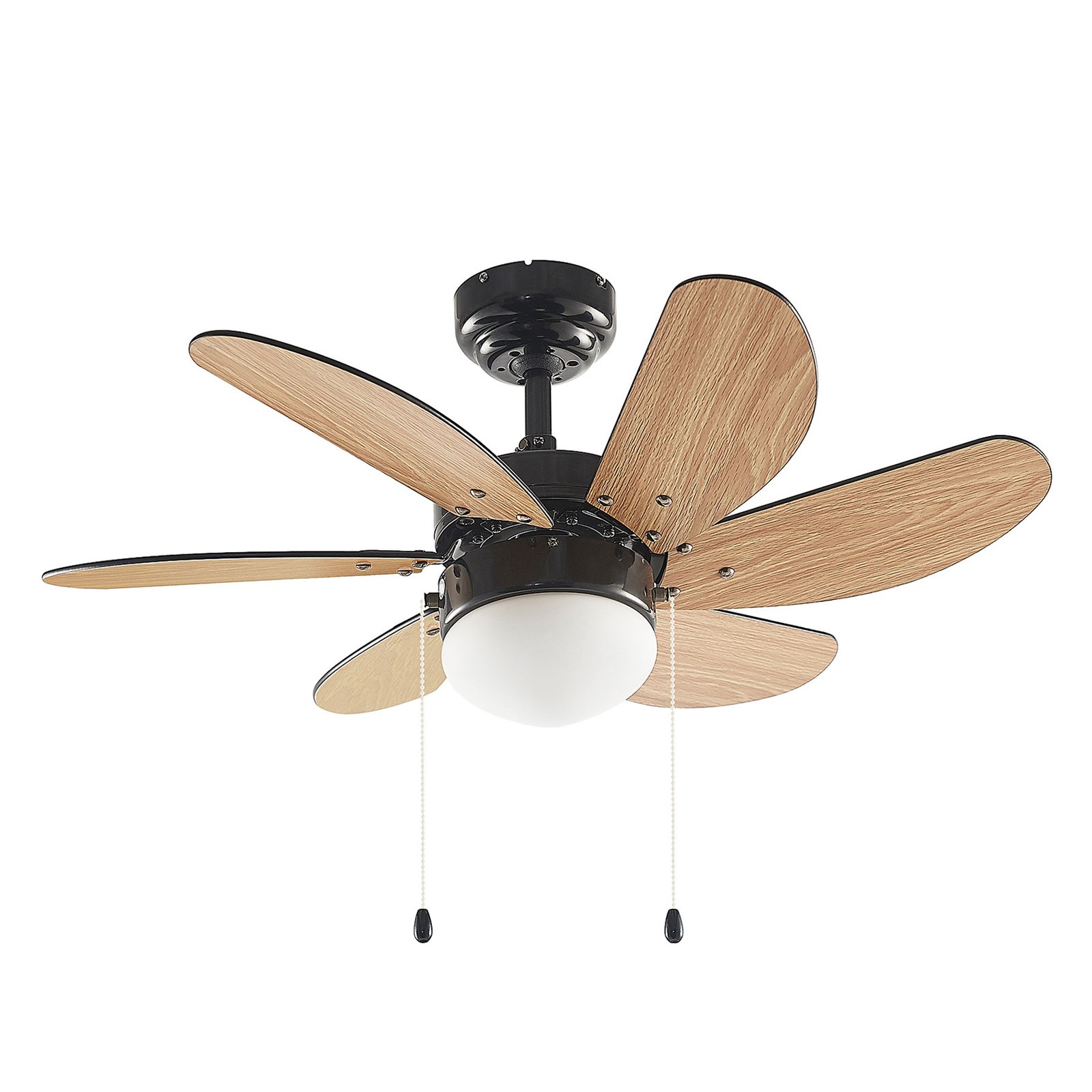 Lindby ceiling fan with light Minja black quiet 78 cm