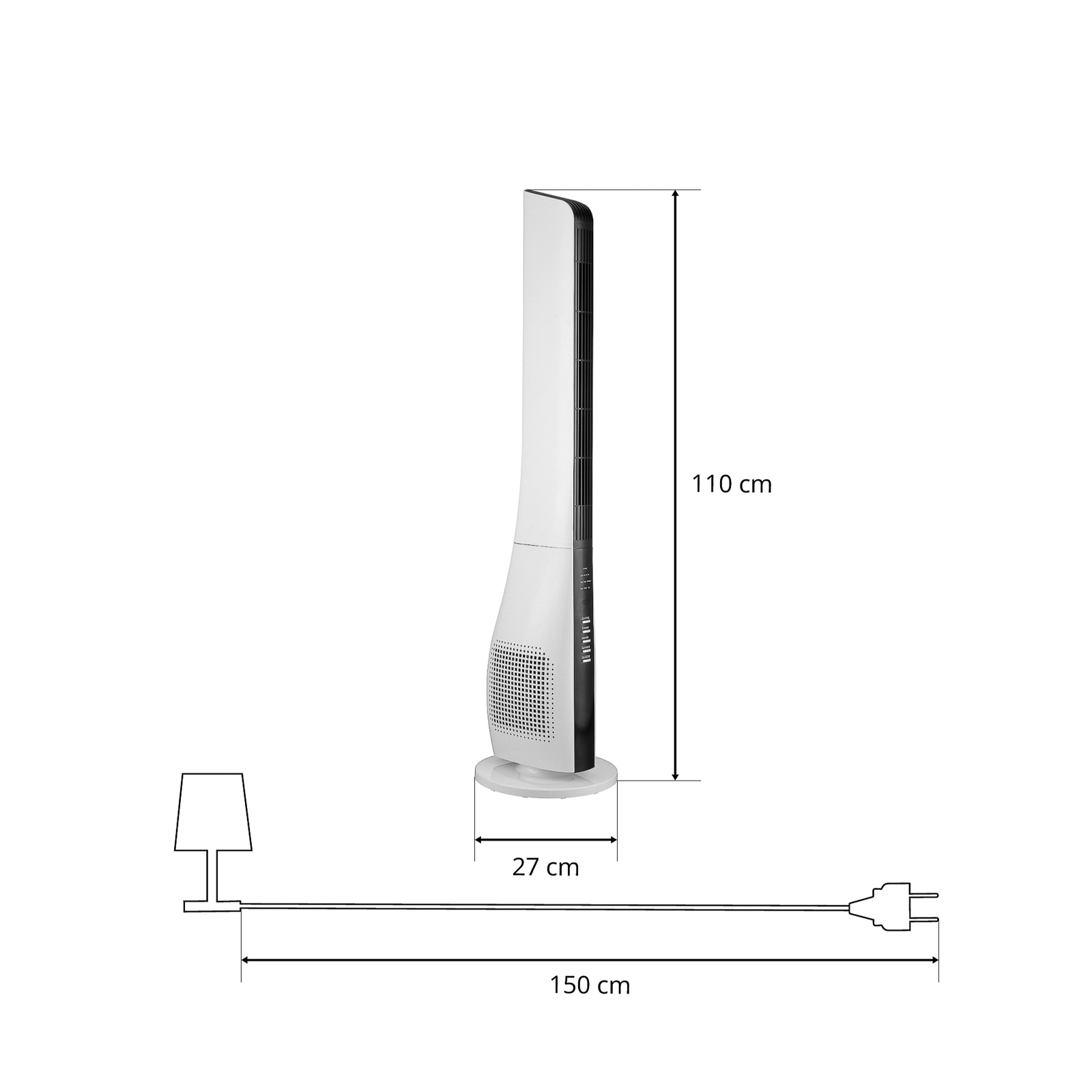 Starluna Natiro věžový ventilátor bílá s časovačem