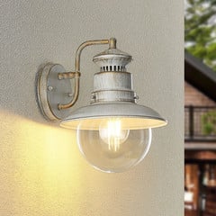 Lindby udendørs væglampe Gwendolyn, hvid antik, metal, 26 cm