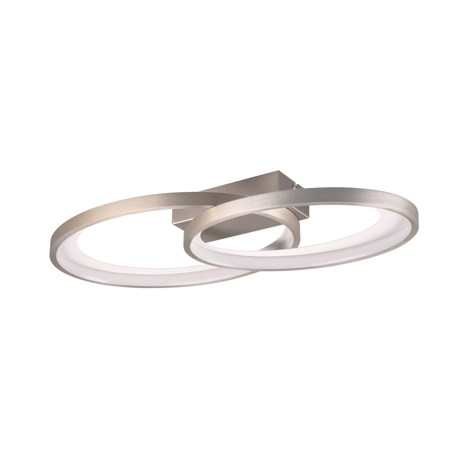 LED mennyezeti világítás Malaga 2 gyűrűvel, nikkel