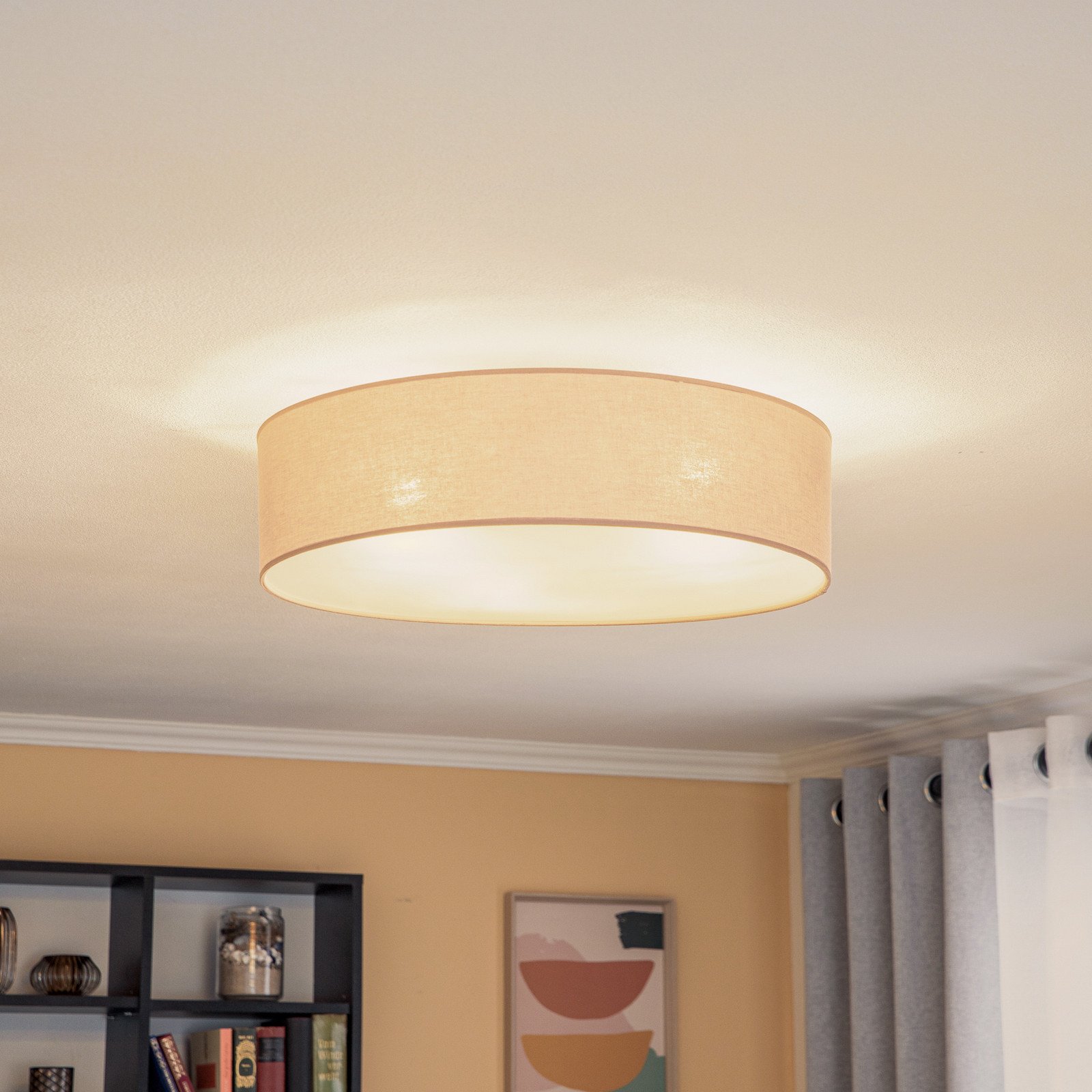 Euluna Copertă rulou abajur din țesătură cappuccino Ø50cm - Camera de zi / sufragerie - modern - Țesătură / Textil