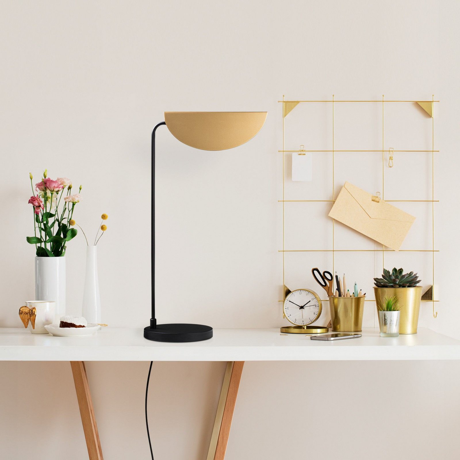 Corner table lamp, black/gold, height 57 cm, E14