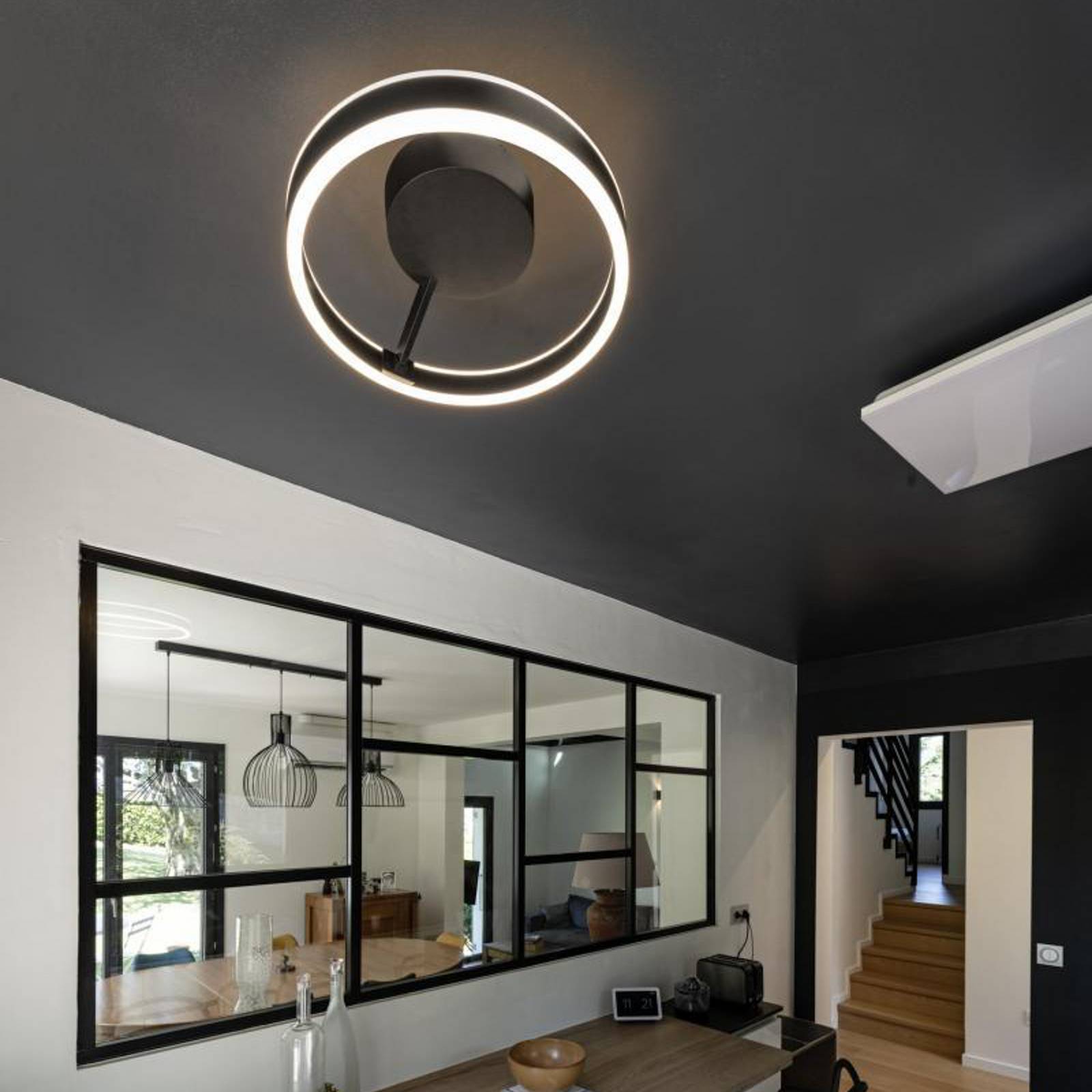 SLV Lampa sufitowa LED One, Ø 60 cm, czarna, metal, CCT
