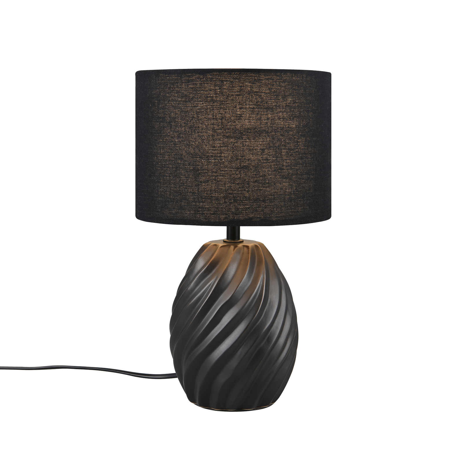 Stolná lampa Melva, matná čierna, Ø 18 cm, keramika, E14