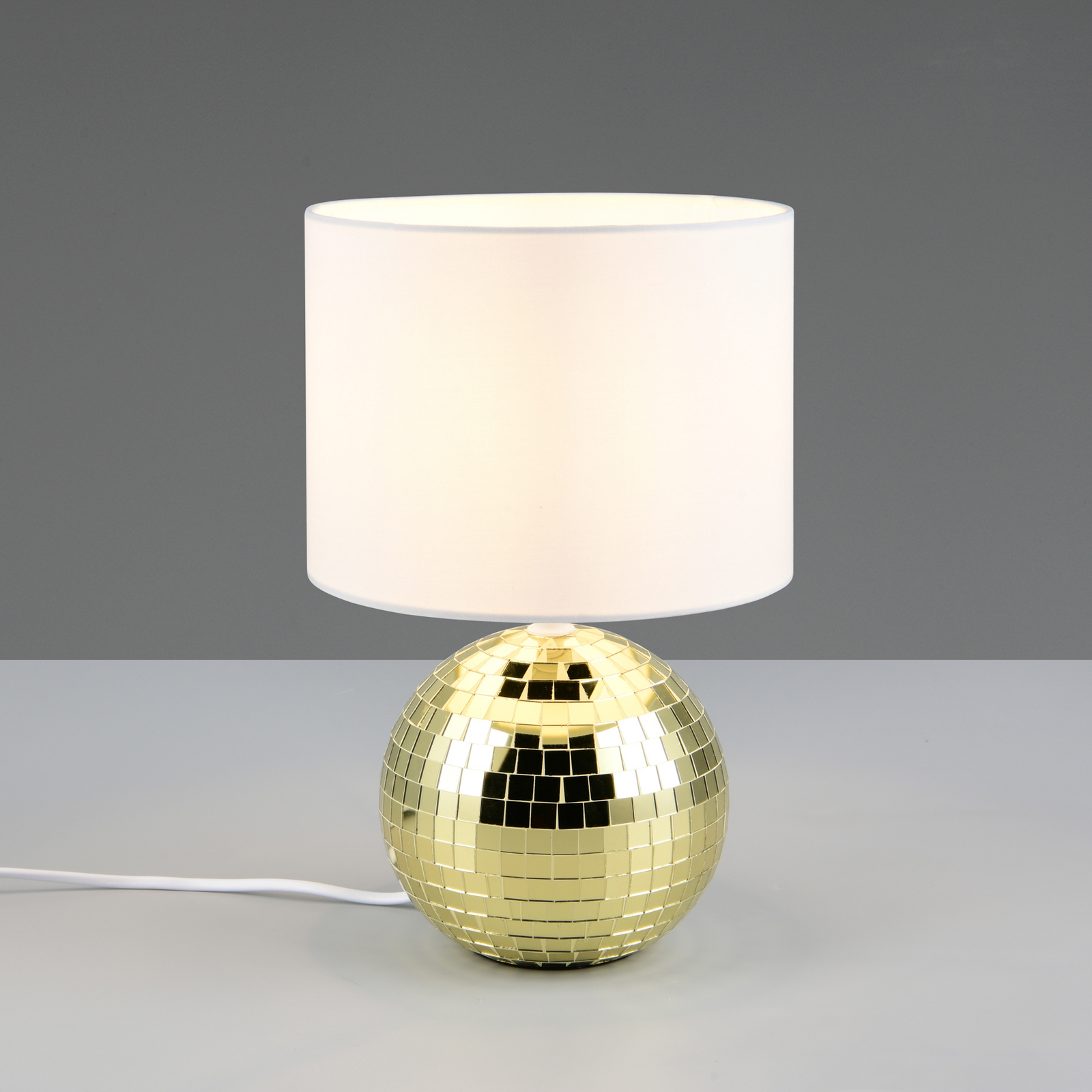 Lampe à poser Glitza dorée/blanche, tissu, plastique, E14