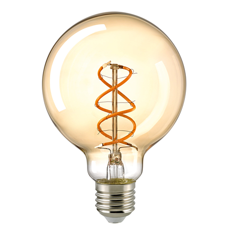 LED-Globelampe E27 G95 4W Filament Curved gold