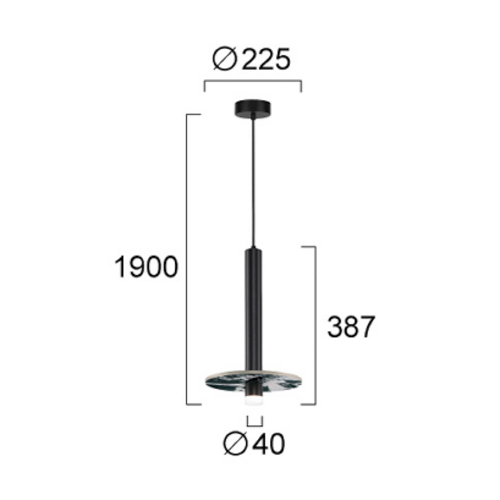 LED hanglamp Leandros, zwart, Ø 40 cm, kunststeen/metaal