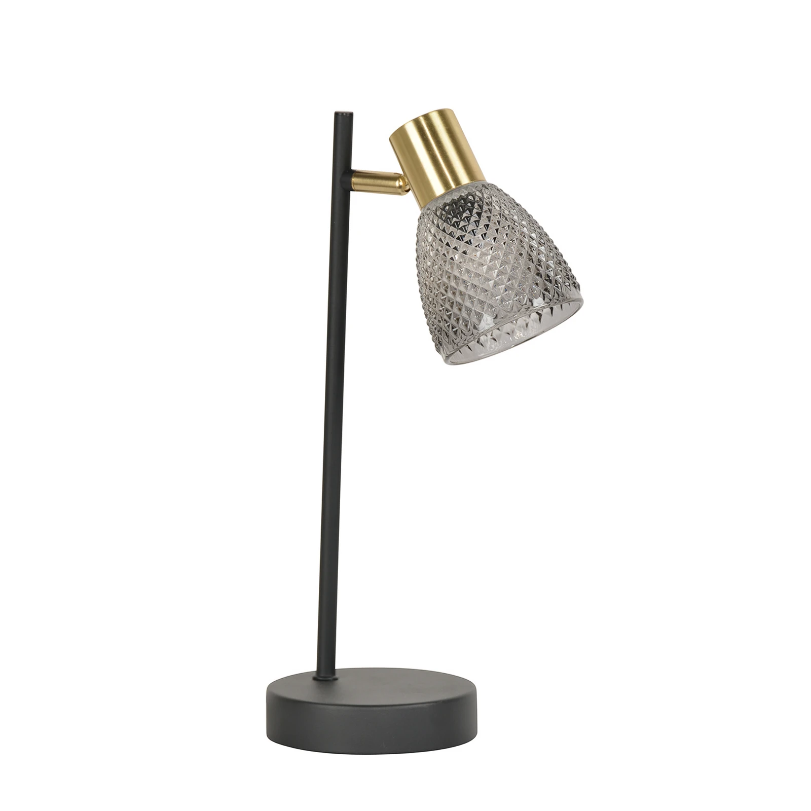 Stolová lampa Giada, čierna/dymovo sivá, výška 35 cm, kov/sklo
