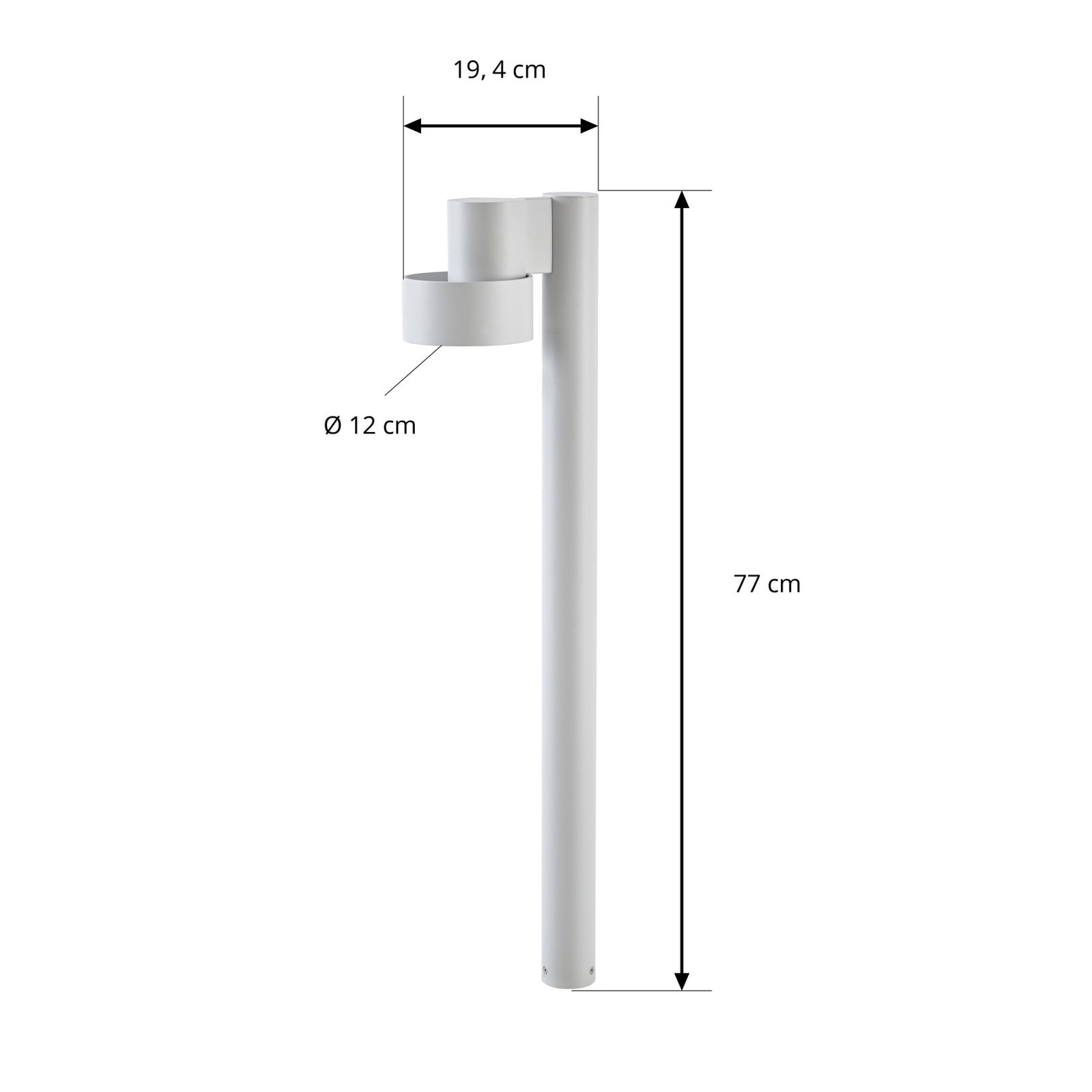 Bolardo luminoso LED Lucande Elune, gris, IP44, altura 77 cm