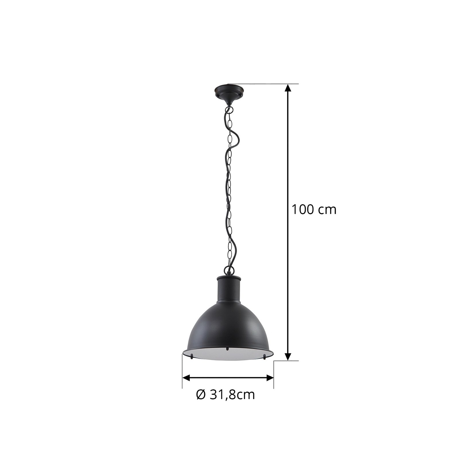 Lindby Luciane buiten hanglamp, zwart, aluminium, Ø 31,8 cm