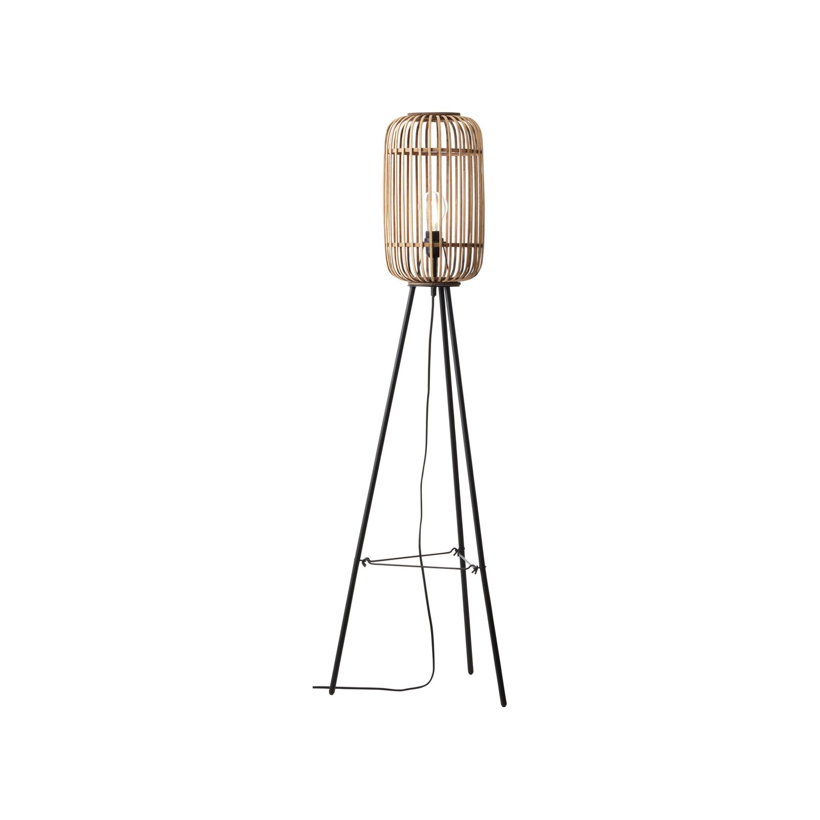 Stojací lampa Woodrow, výška 130 cm, světlé dřevo, bambus/kov