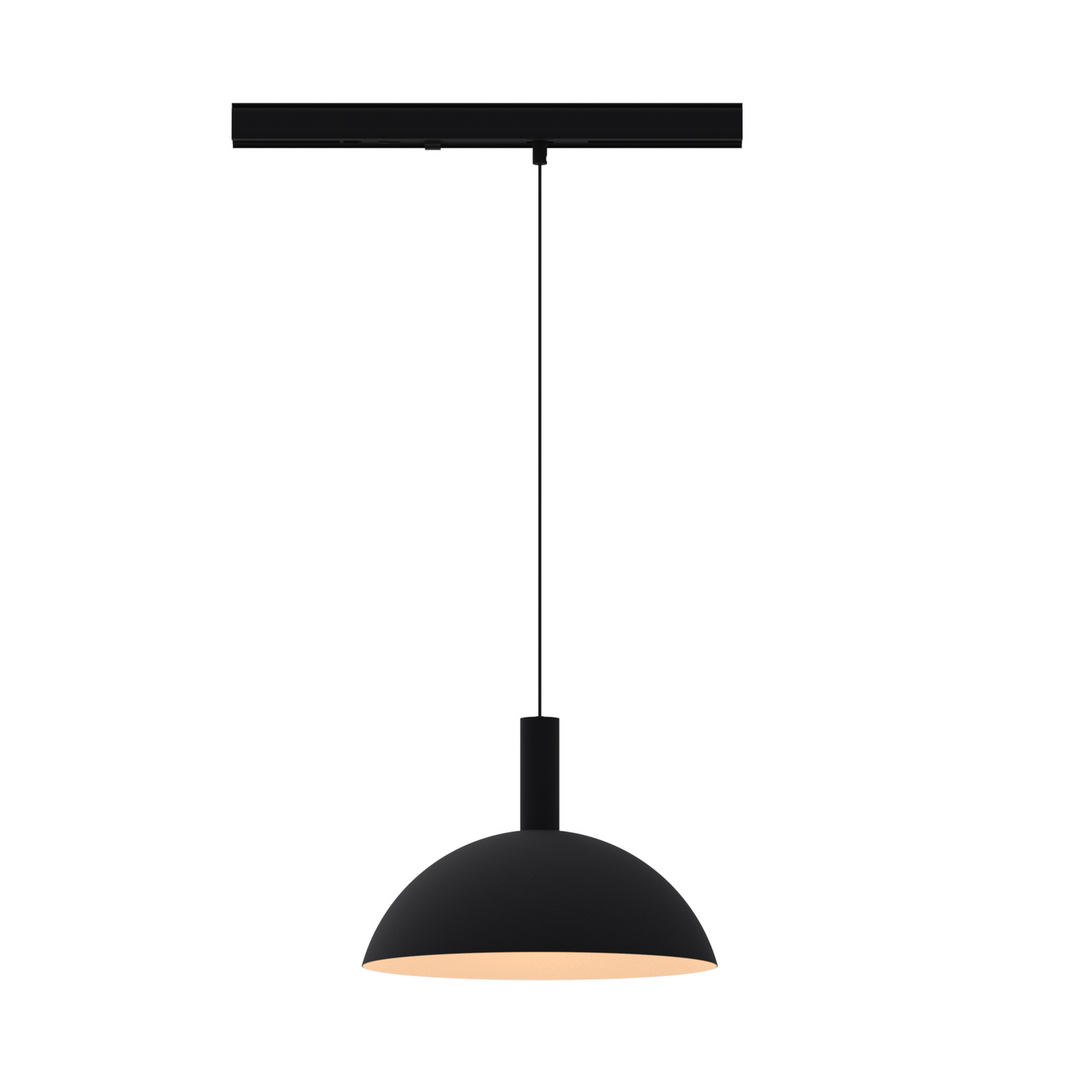 LED-pendel med skinne LORA II, sort, Ø 24 cm, 40° CCT, 3-faset
