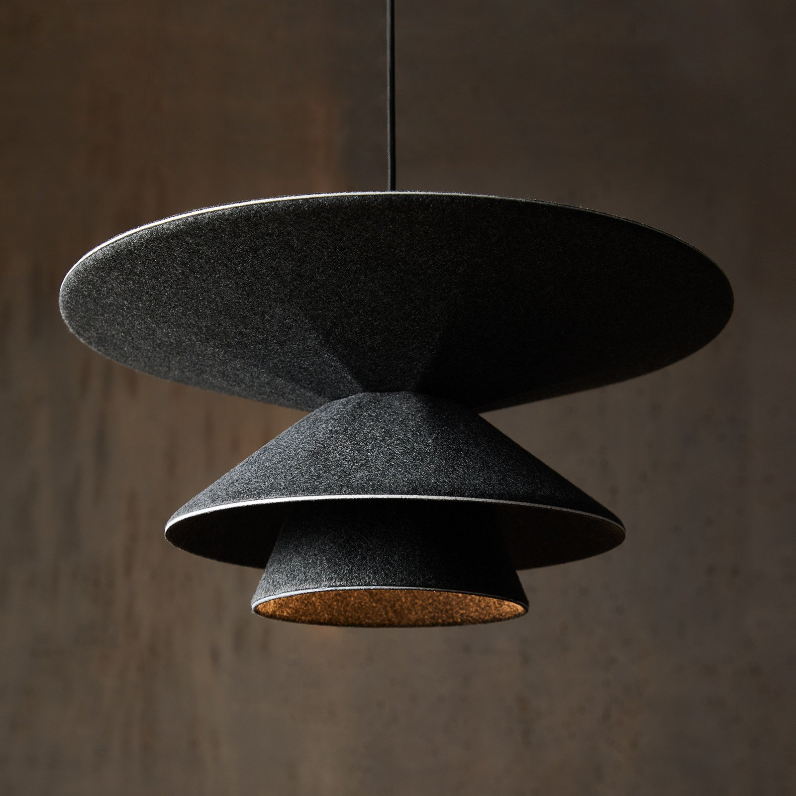 LOOM DESIGN Lampă suspendată Morphic LED negru pâslă Ø 50 cm - Camera de zi / sufragerie - modern - Țesătură / Textil