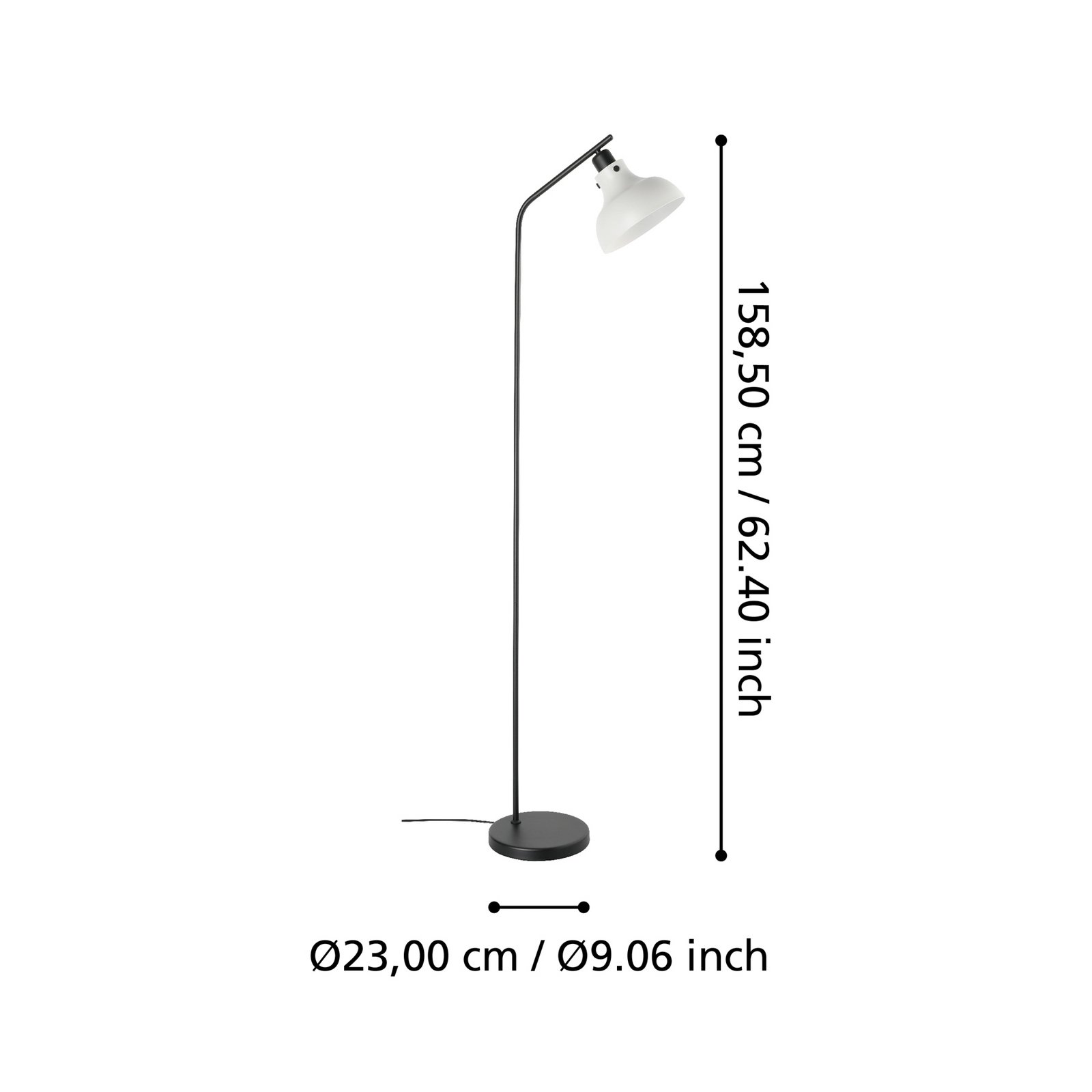 Matlock gulvlampe, høyde 158 cm, grå/svart