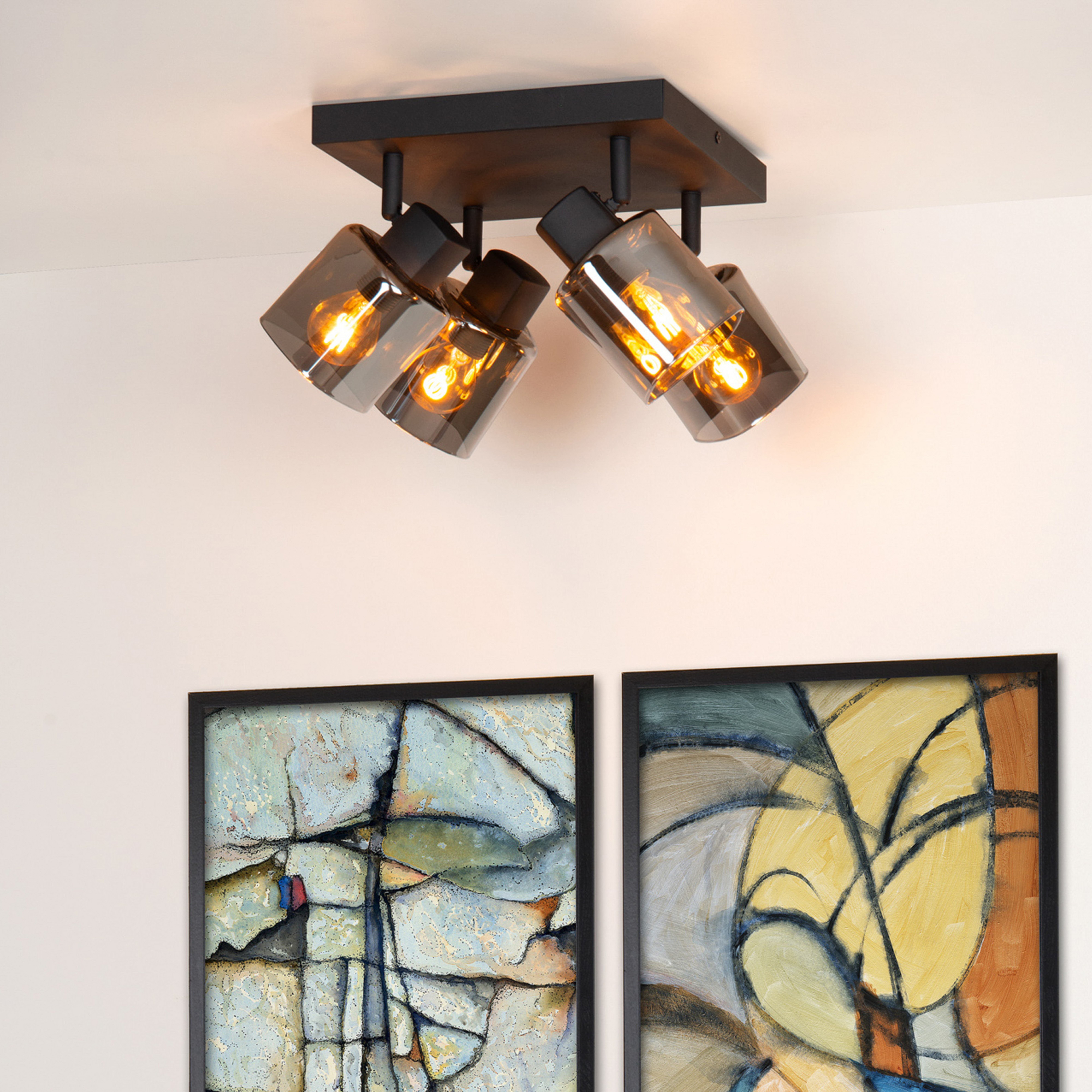 Foco de techo Alion, gris humo, 4 luces