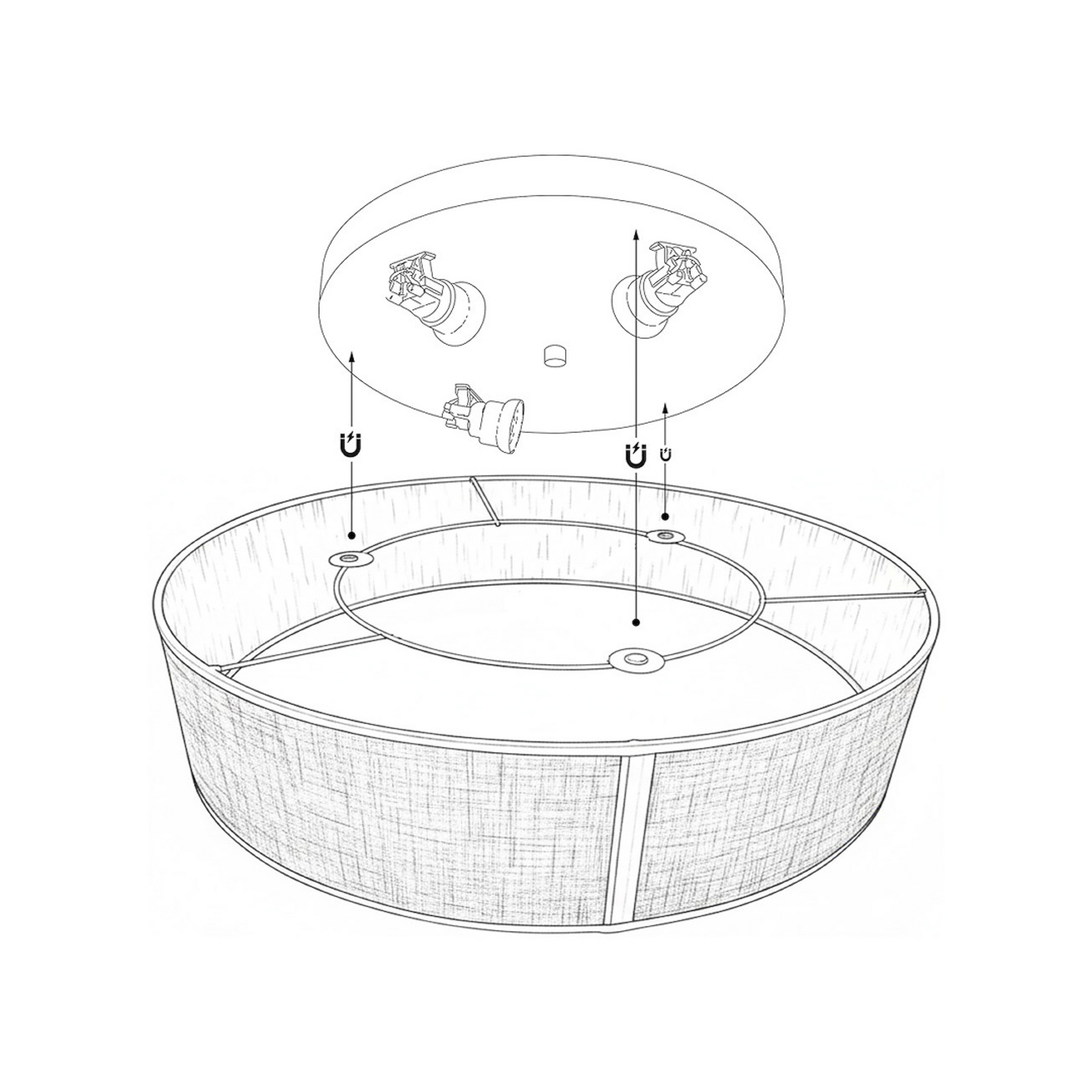 Plafonnier Marshall, gris, Ø 50 cm, métal/rotin Plafonnier Marshall, gris, Ø 50 cm, métal/rotin