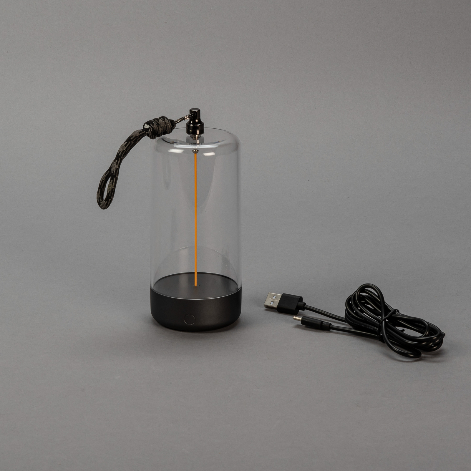 LED tafellamp Edison, hoogte 15 cm, grijs/helder, IP54 LED tafellamp Edison, hoogte 15 cm, grijs/helder, IP54