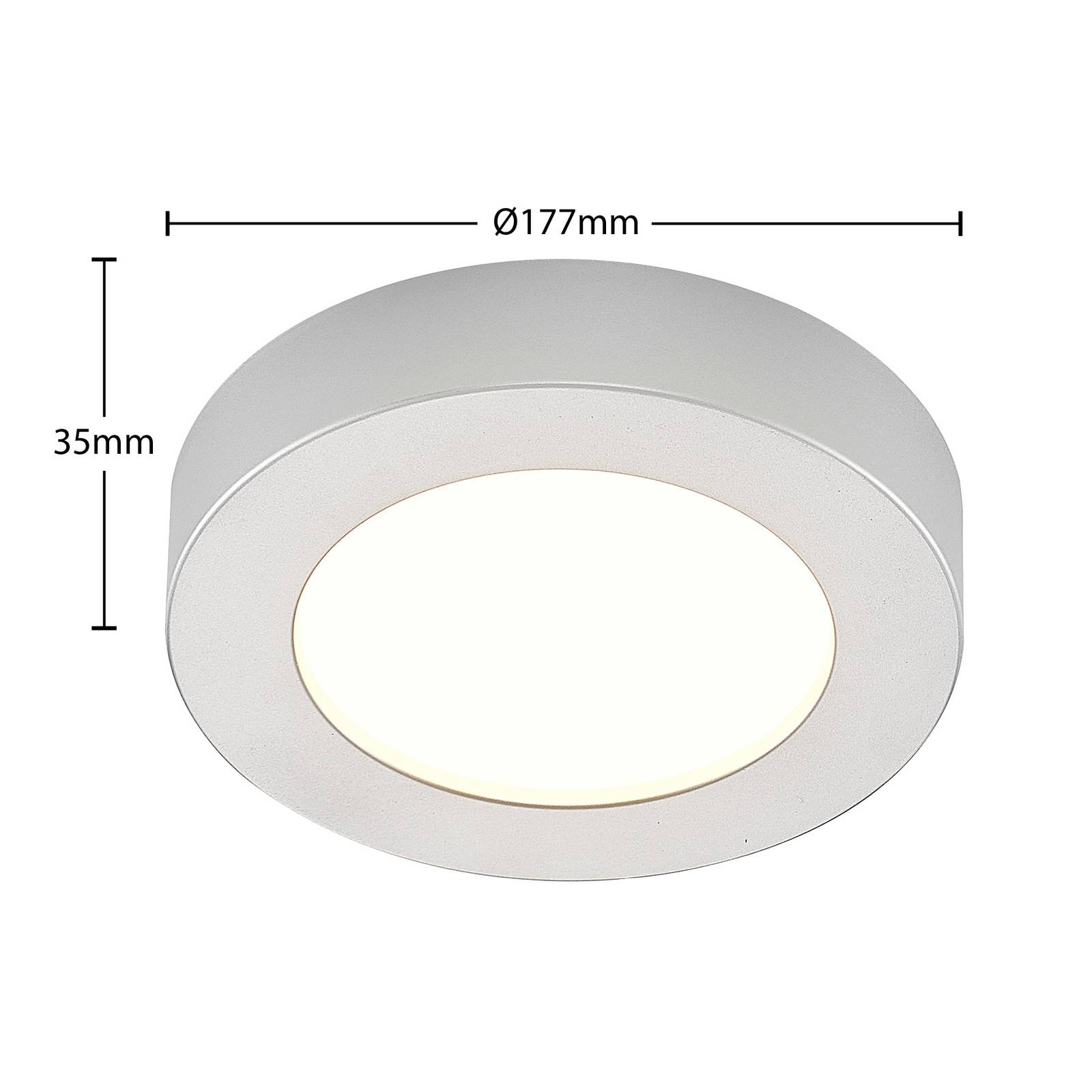 Prios lampa sufitowa LED Edwina, srebrna, 17,7 cm, ściemniana