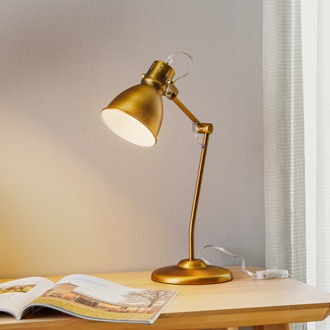 Vakker bordlampe Keali antikkmessing
