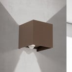 LED outdoor wall light Cube-S, corten, metal, sensor