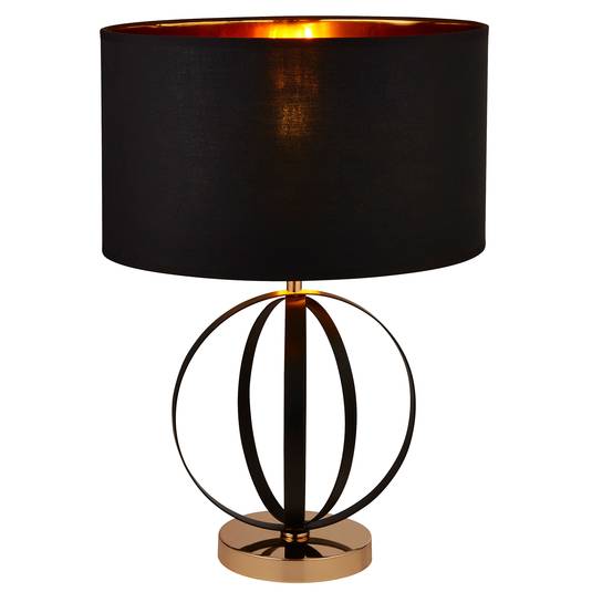 Orbit floor lamp, black and gold Lights.co.uk
