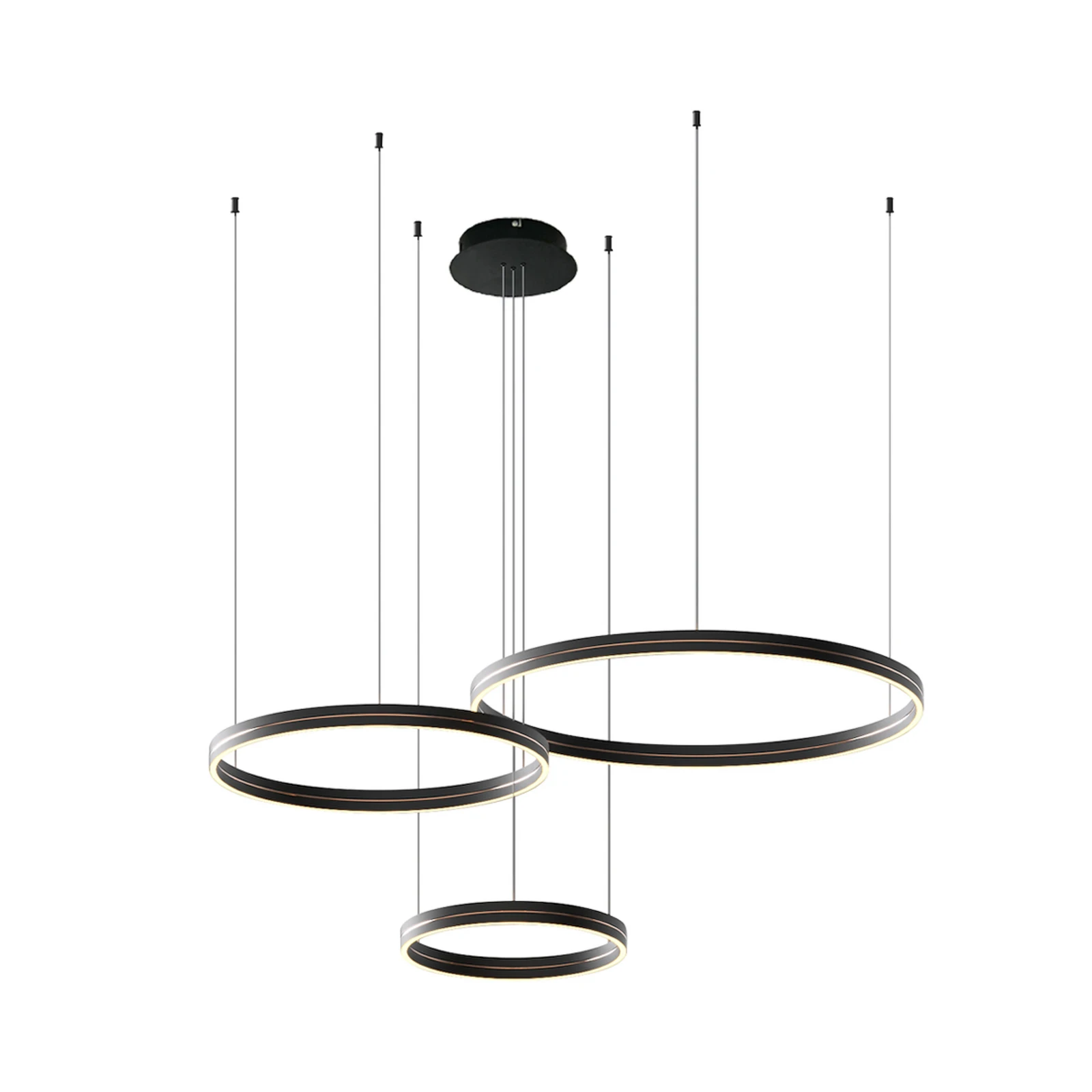 Suspension LED Gravity, à 3 lampes, métal, noir, 4 000 K